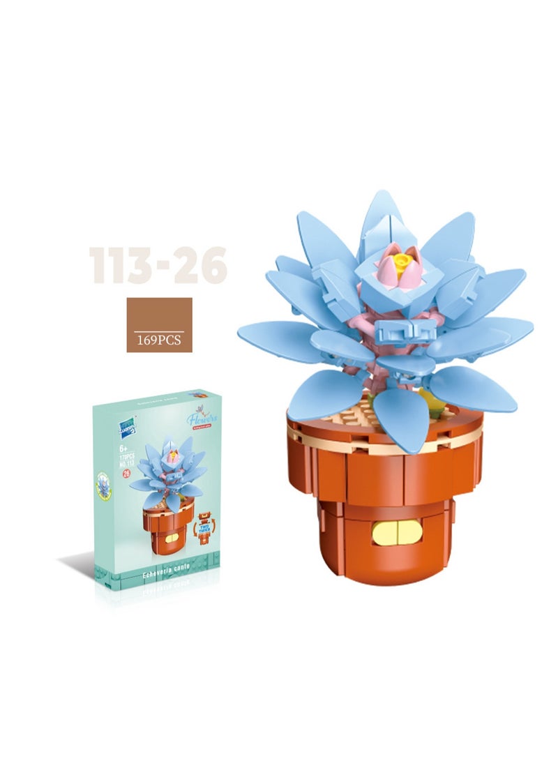 ألعاب مكعبات بناء نباتات صغيرة مصنوعة يدويًا، سلال نباتات بونساي صغيرة ملونة ولطيفة، سلسلة نباتات إبداعية ديكورات مكتبية منزلية، ملحقات سطح المكتب، هدايا (قصر جوانجان 169 قطعة) - Image 1